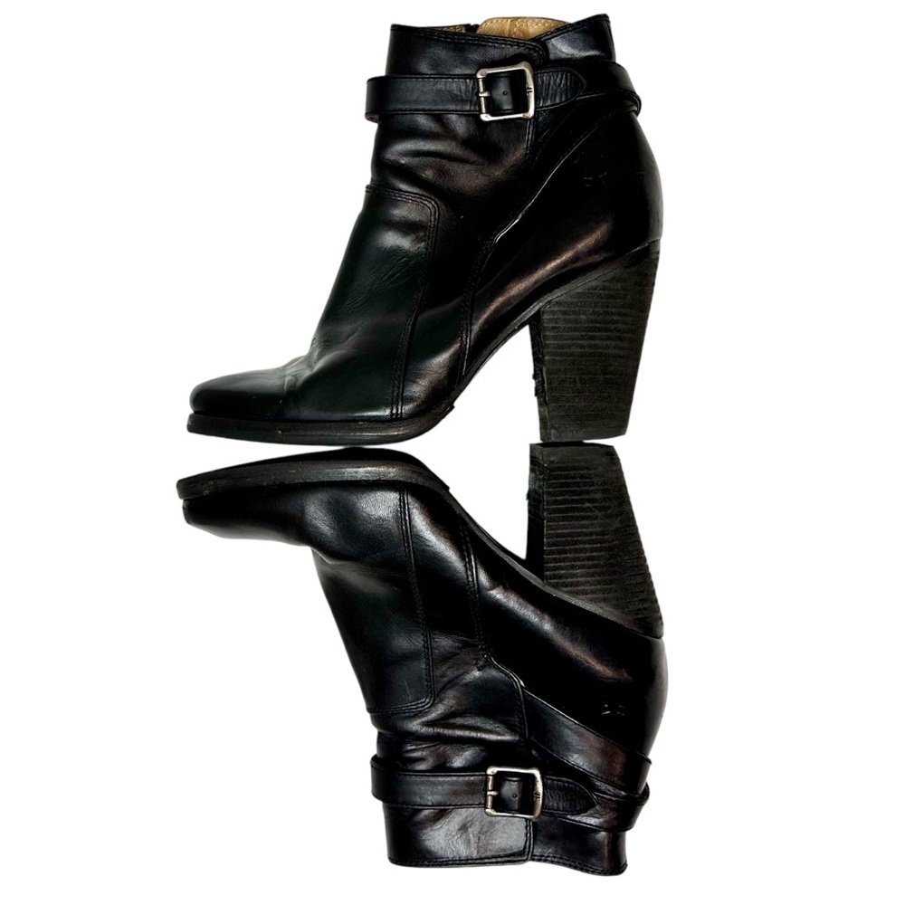 Frye Black Leather Moto Ankle Boots Size 7.5 - Picture 5 of 14